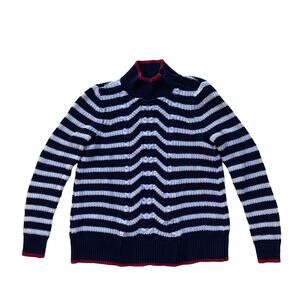 LOFT Nautical Striped 100% Cotton Mock Neck Sweater Size Small